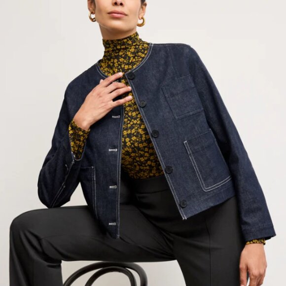 M.M.LaFleur Kane Cropped Denim Jacket Size 4 - Picture 2 of 4